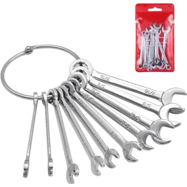 sg-11134201-7qvea-lj34l9xcerk065.webp LOMBARD 10PCS Mini Combination Wrench Set British & Metric Type 4-11MM Precision Spanner Tool